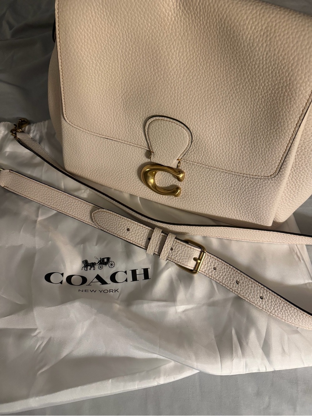 Coach May Shoulder Bag in Cream with Gold Hardware